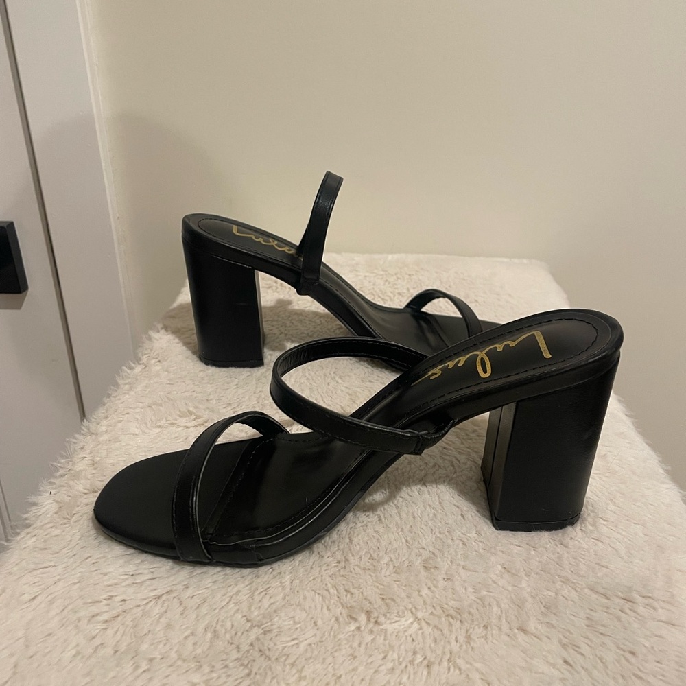 Black strappy heels